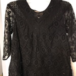 Black lacy top from Anthropologie
